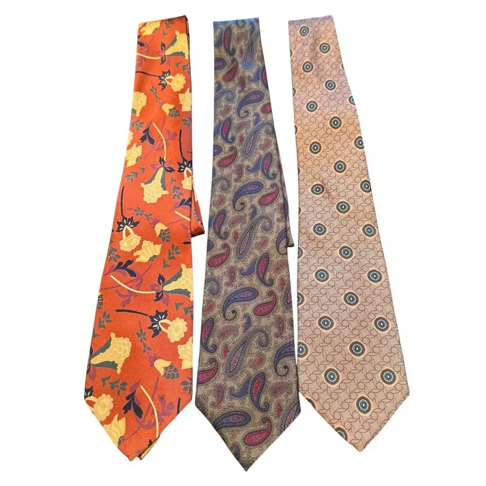 Vintage Silk Designer Tie Lot Lanvin Christian Dior AKM Made in Italy